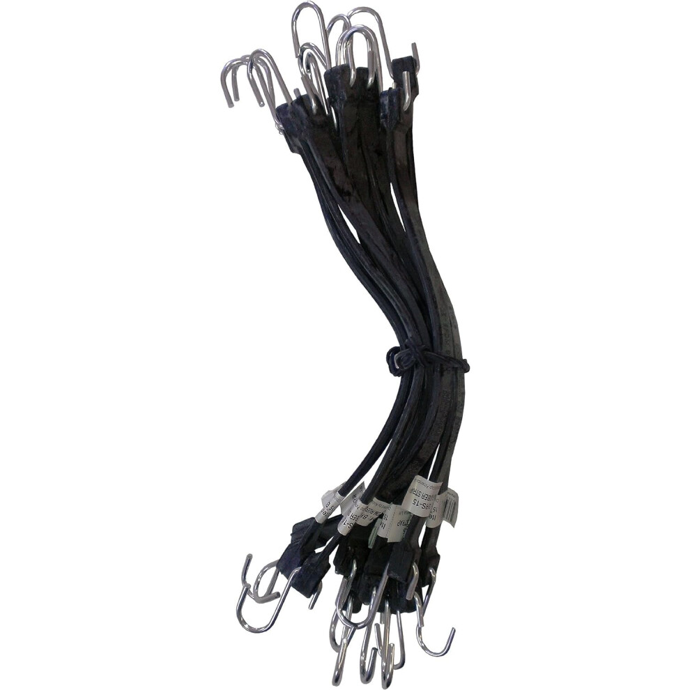 Kotap Vbrs-15 Heavy-Duty Epdm Rubber Tie Down Bungee Cord With Crimped Metal S Hooks Ideal For Securing Tarps Canvases 15-Inch Black 10 Count 720434930727