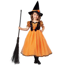Fantasia infantil de bruxa de conto de fadas laranja das estaes (2-4T)