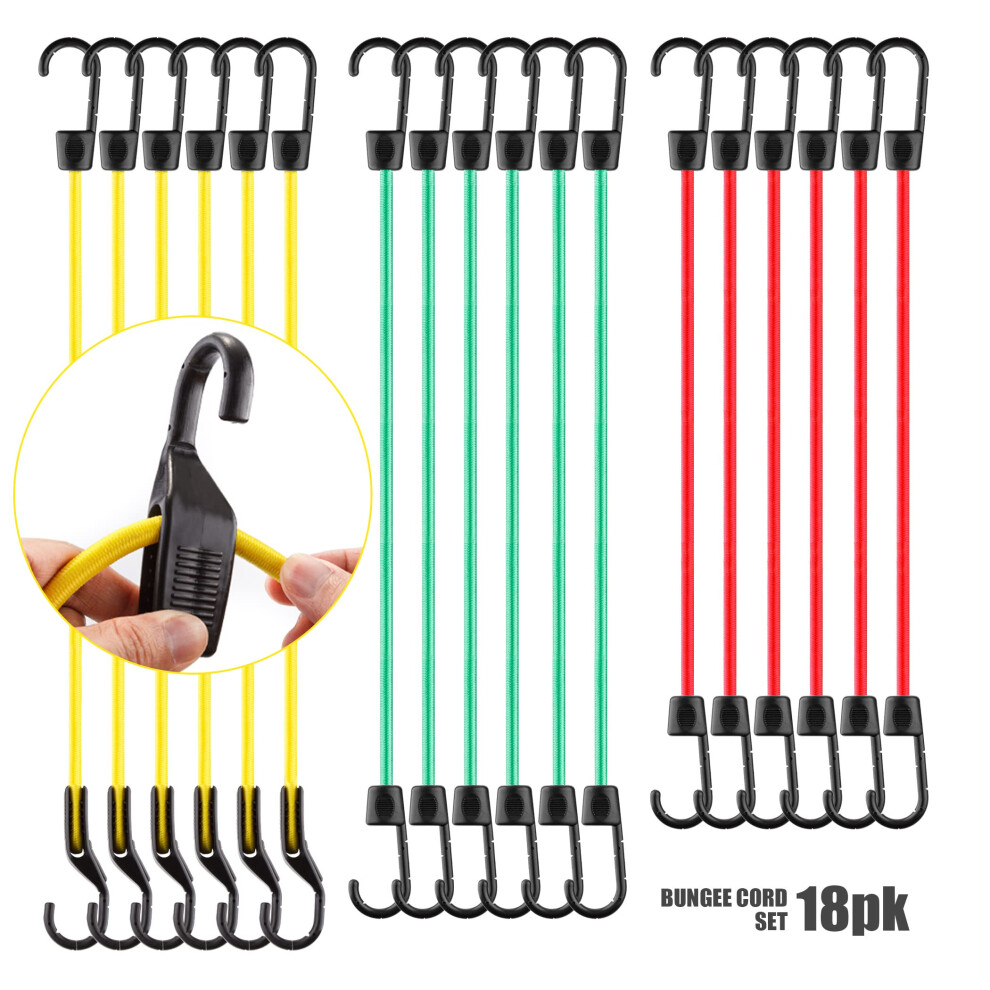 Cartman Adjustable Bungee Cords 6 Pack 32 Inch Adjustable Bungee Strap 6 Pack 24 Inch 6 Pack 18 Inch Bungee Cord With Hooks 6943536312565
