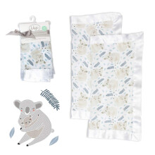 Lulujo Baby Security Lovey T?pper | Unisex bl?deste ?ndbar bomuld muslin sikkerhedst?ppe med silkeagtig satin trim | Neutral tr?stende t?ppe til