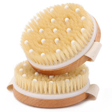 Dry Body Brush 2 csomagos kerek masszroz kefe termszetes vaddiszn srtkkel a szraz bor hmlasztsra, nyirokelvezetsre s cellulitisz kezels