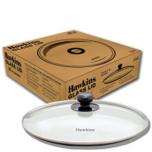 Tapa de Vidrio Hawkins 26 cm, Tapa de Vidrio Templado con Bisel de Acero Inoxidable