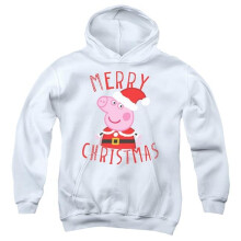 Trevco Sportswear HBRO10374-YFTH-4 Peppa Pig Merry Christmas Youth Hooded Sweatshirt, White - Extra Large
