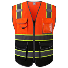 JKSafety 9 Pockets Class 2 High Visibility Dual Color Zipper Front MESH Lite Safety Vest | Yellow Color Triming Reflective Strip | ANSI/ISEA Standard