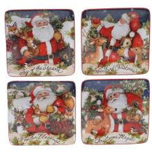 Magie internationale certifiee de Noel Santa 6 """" Plaques de canape / dejeuner petit ensemble de 4 ans de 4