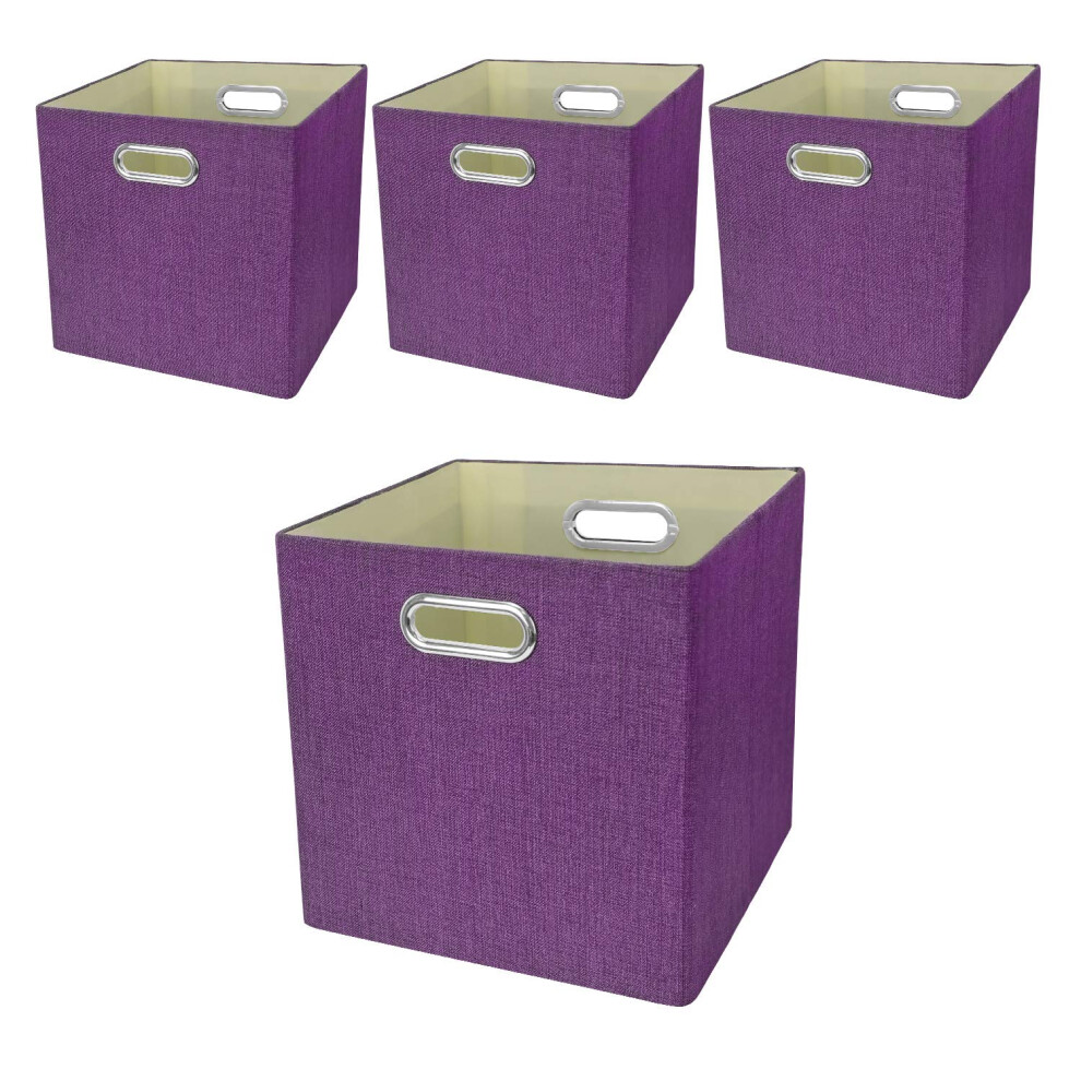 Aufbewahrungsk Rbe, 11?11?11, Faltbare Aufbewahrungsw Rfelboxen, Stoffschublade F R Schrankregal, B Cherregal 4Er-Set, Lila-image