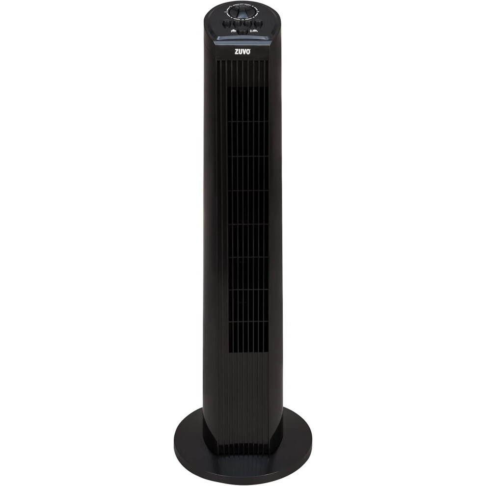 Zuvo 30 Inch Oscillating Tower Fan 3 Speed Bladeless Quiet Fan With 120 Minute Timer Portable Use