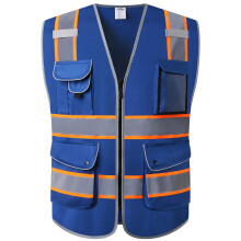 JKSafety 9 Pockets High Visibility Zipper Front Safety Vest | Blue with Dual Tone High Reflective Strips | Meets ANSI/ISEA Standards (901-Blue 3X-La