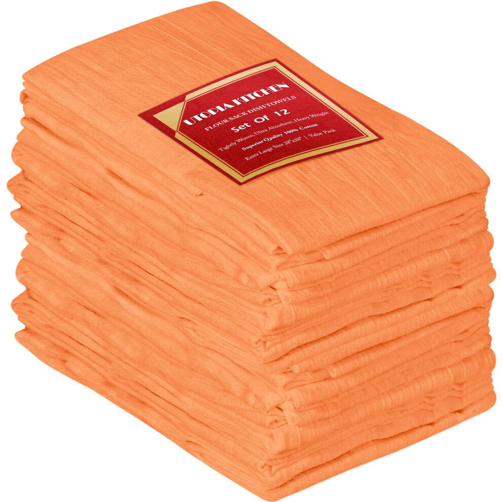 Utopia Keuken Orange Utopia Kitchen Flour Sack Towels [12 Pack - 28 X 28 Inch] 100% Cotton Tea Towels For Cleaning & Drying - Highly Absorbent Kitchen Dish Cloth