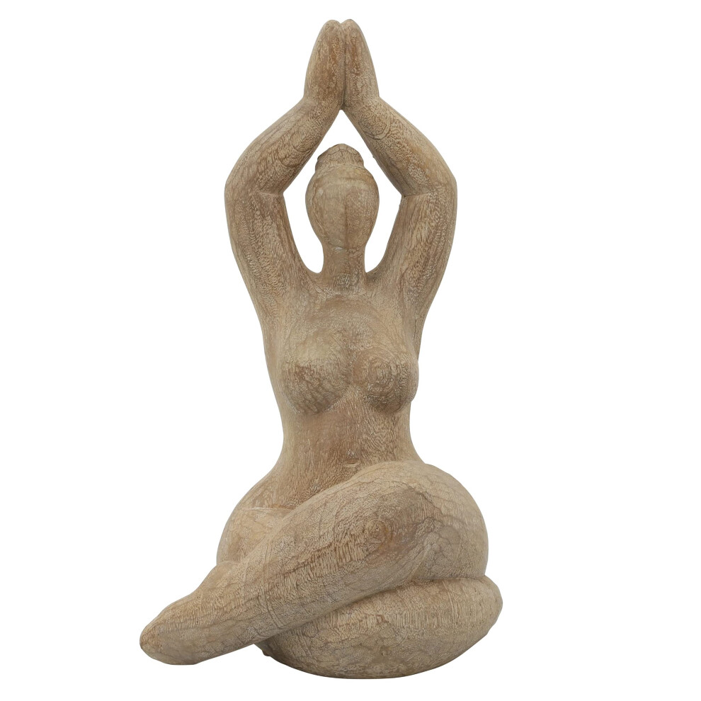Sagebrook Home Figurine d  corative Namaste f  minine en position du lotus Sculpture de m  ditation yoga R  sine Marron 6,5 L x 6,5 l x 11 H pouces