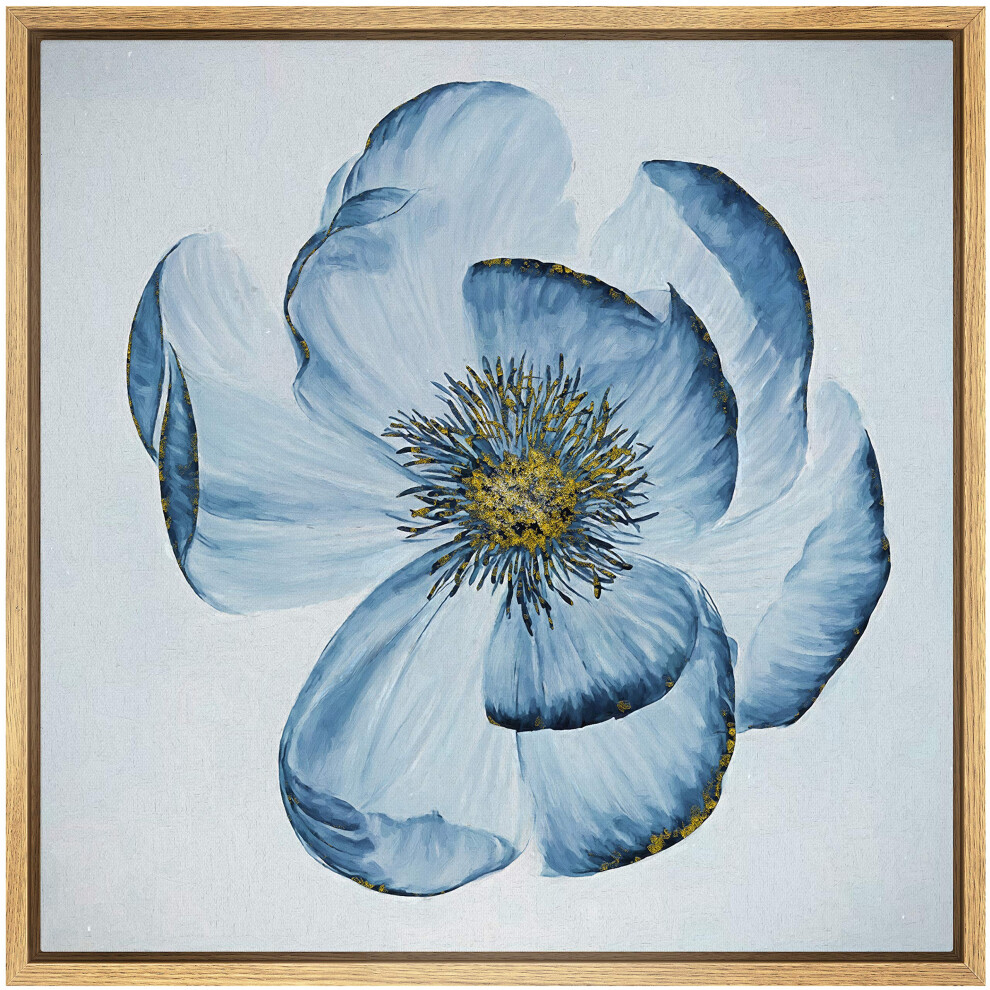 Impression sur toile encadr   e SIGNWIN Art mural Fleur bleue en fleurs avec stigmate jaune Plantes florales Aquarelle Art moderne Gros plan rustiq