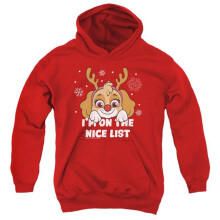 Trevco Sportswear NICK10359-YFTH-3 Paw Patrol Skye Nice Christmas List Youth Hooded Sweatshirt, Red - Large