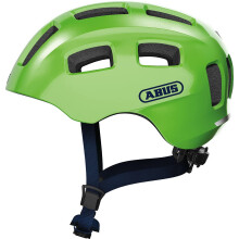 ABUS Youn-I 2.0 Youth Helmet - Luminous Bicycle Helmet for Children Teenagers and Adults - for Girls and Boys - Green (sparkling) Size S