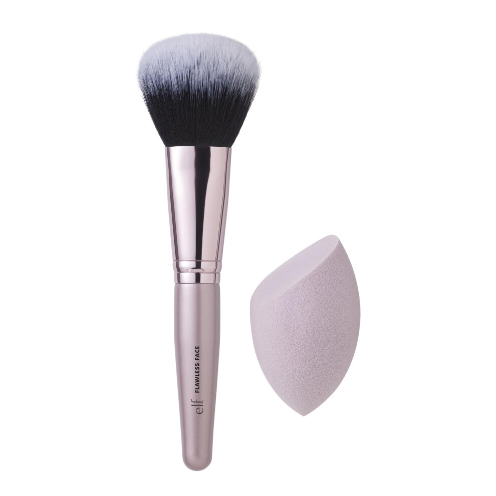 Elf E.l.f. Complexion Brush & Sponge Duo 2-Step Face Sponge & Makeup Brush Kit For Creating A Flawless Complexion Vegan & Cruelty-Free