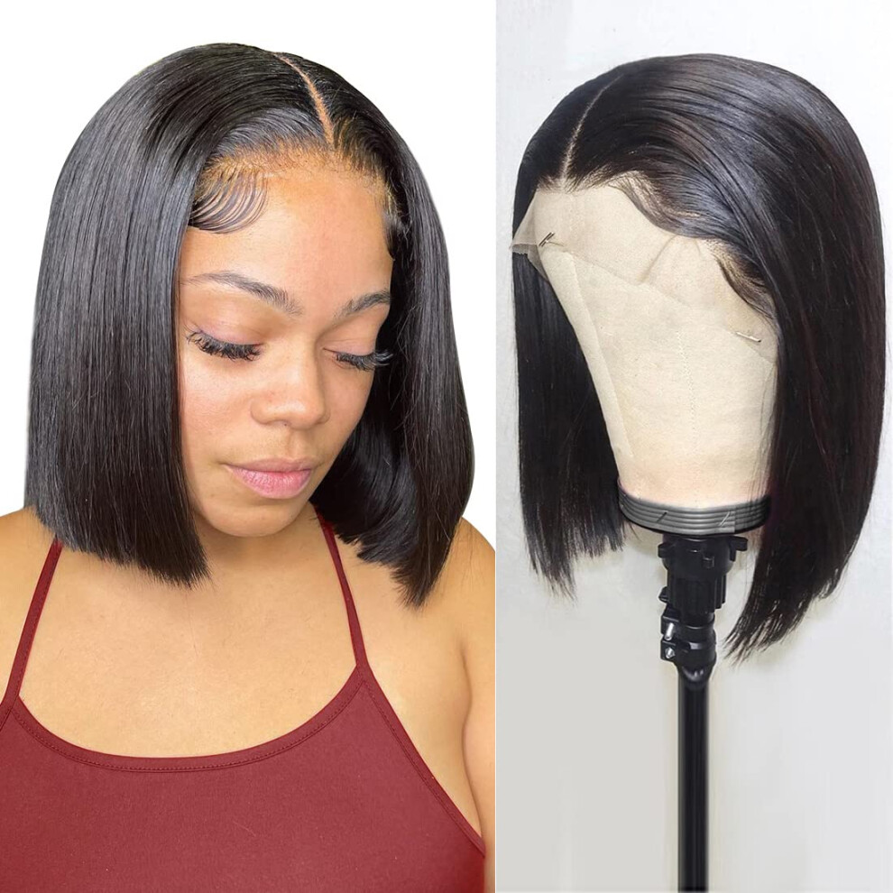 Foreverlove Unisex 12 Inch Bob Wig Human Hair 13X4 Lace Front Wigs Human Hair Pre Plucked 150% Density Unprocessed Brazilian Virgin Human Hair