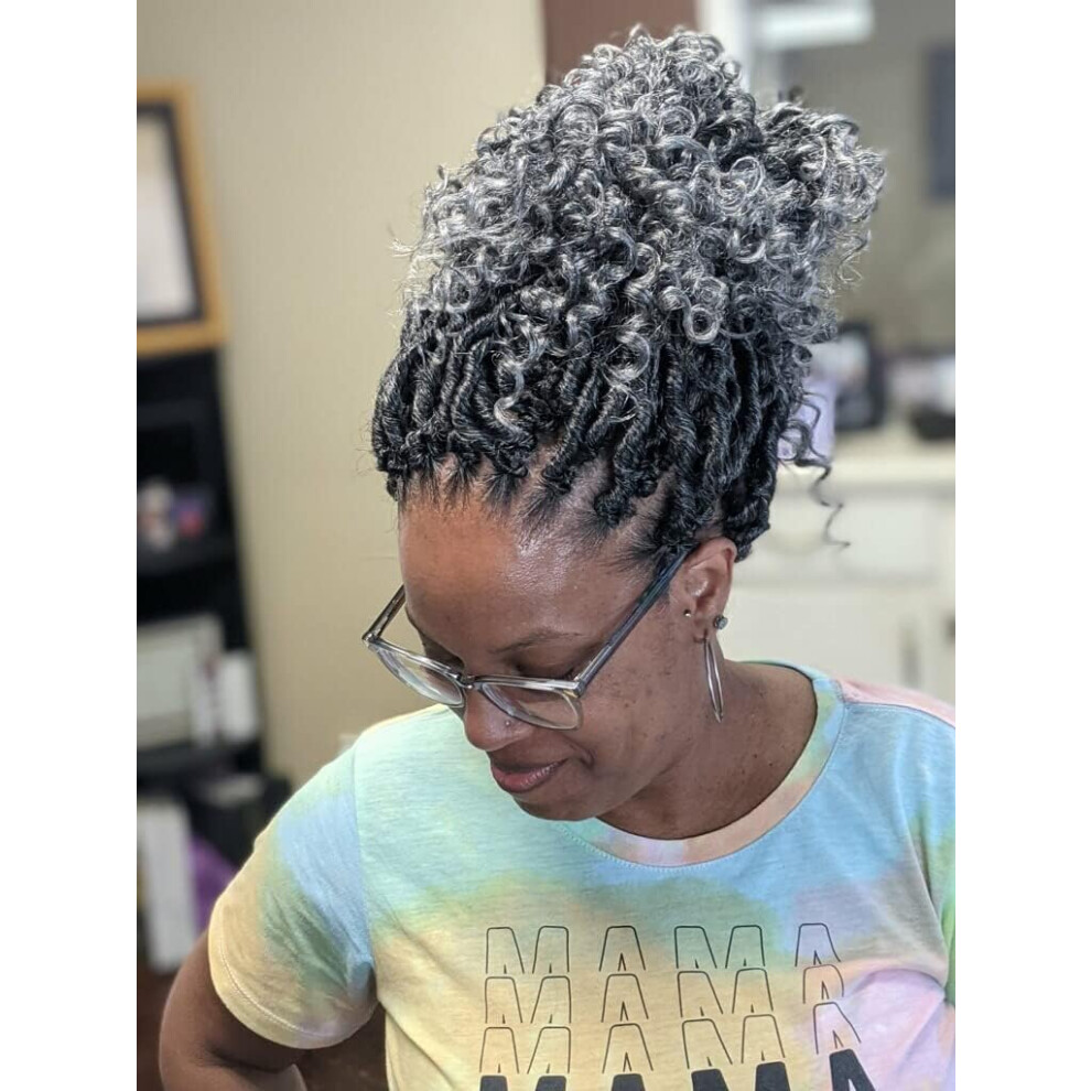 14 Zoll, 8 Packungen Goddess Faux Locs Hakelhaar Fur Schwarze Frauen Ombre Blonde Soft River Locs, Lockige Faux Locs Mit B Hmischen Curly Branc-image