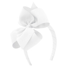 Wee Ones Girls Klassisk Grosgrain-hrrosett p ett inlindat pannband Snygg fr alla hrtyper Liten kungbge Vit
