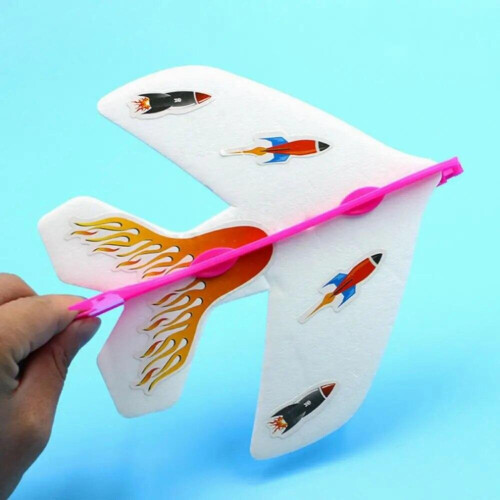 Set De 3 Avions Planeurs En Mousse LED – Lanceur Catapulte – 2 Modes De Vol (droite/cercle) – Dès 3 Ans – Bleu – Cadeau Anniversaire