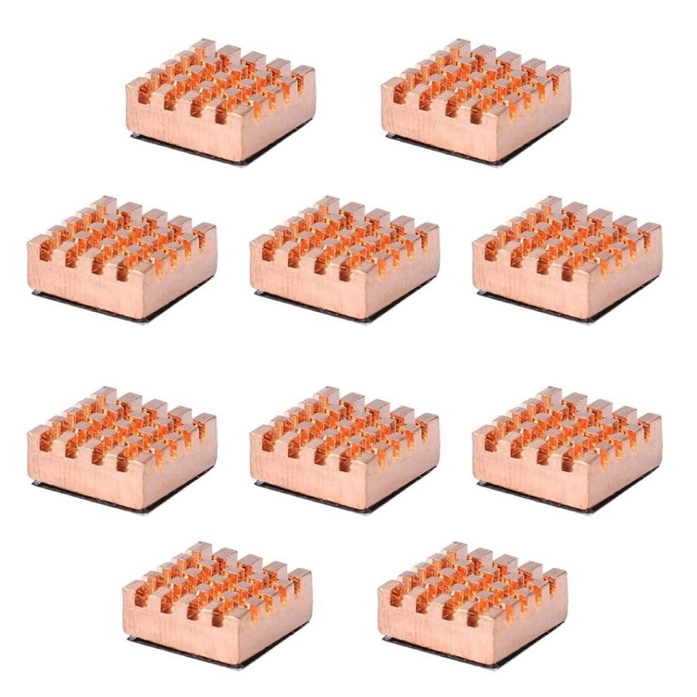 Easycargo 10Pcs 14Mm Vram Copper Heatsink + Thermal Conductive Adhesive Tape For Cooling Cooler Gpu Chips Vram Vga Ram Gpu (14Mmx12mmx5mm) (Copper 14M 6091022469276