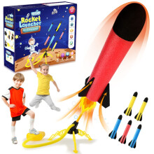 Lance-roquettes jouet pour enfants avec 6 fusées en mousse et lance-roquettes à air jouet, cadeau STEM pour garçons