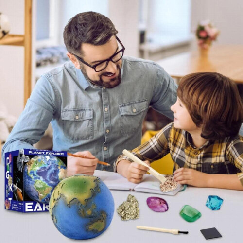Mystooy Kit de Fouille pour Enfant, 1Géodes et 13 Cristaux et Pierres Précieuses, Fossiles et Minéraux Naturels, expériences sur Les pour Les Enfants à partir de 6 Ans, Sciences Education Jouets