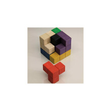 apprentissage actif Soma - Cube, 7 éléments colorés, en RE-Wood dans une Biobox