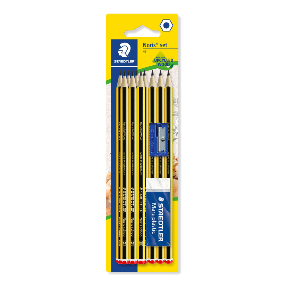 Staedtler 121S1bk10d Noris Hb Pencils With Sharpener And Eraser Pack Of 10