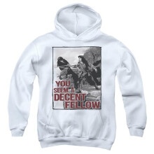 Trevco Sportswear PB116B-YFTH-3 Princess Bride Fellow Youth Hooded Sweatshirt, White - Large