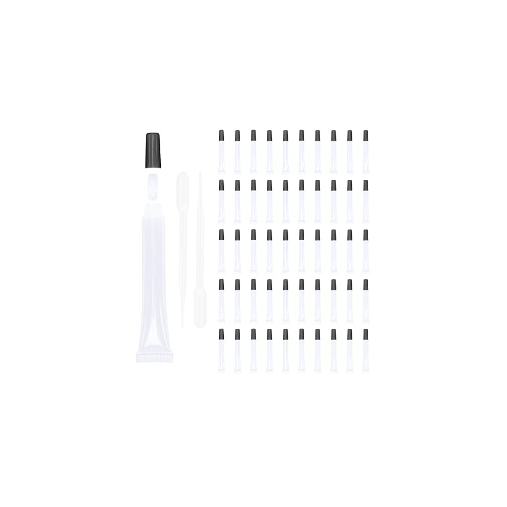 Cosidea Set Di 50 Tubetti Vuoti Lunghi E Sottili Da 15 Ml, Con Coperchio Nero, Trasparente, Rosa, Blu, Viola, Bianco, Nero, Oro, Argento-image