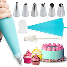 Zikrange Piping Bags 6 pcs Stainless Steel Nozzles Set with coupler 30cmx17cm-2 Reusable Icing Piping Bags for Decorating cakes Pastries & cupcakes