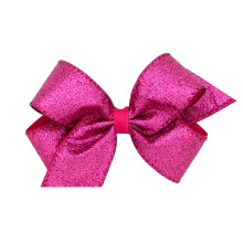 Wee Ones Party Glitter och Grosgrain Bow Overlay p en WeeStay No-Slip Hair Clip Medium Fuchsia