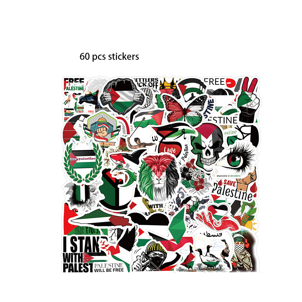 Palestine 60pcs Stickers Graffiti Car Suitcase Skateboard Decoration Bottle