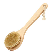 Natural 10" Wooden Bristle Body Bath Brush Massager Shower Back Scrubber Spa