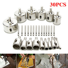 30-Piece Diamond Hole Saw Drill Bit Set for Glass, Tile, Ceramic & Marble – Diamond-Coated Holesaws for Precise, Clean Holes