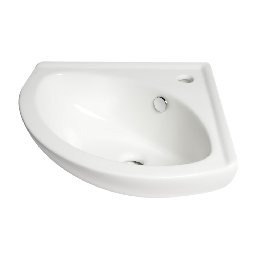 Photos - Bathroom Sink Alfi brand ABC120 White 22 Corner Wall Mounted Ceramic Sink with Faucet Hole 