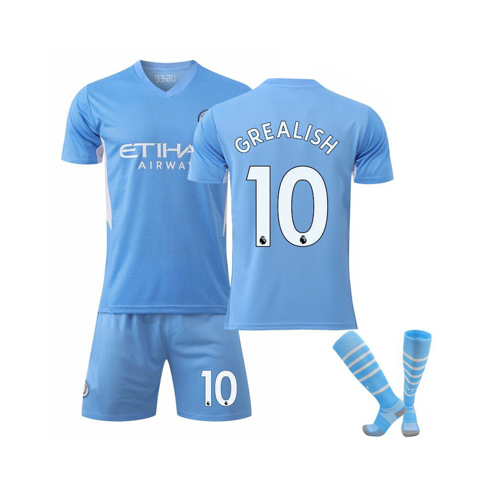 (#10 Grealish, 175-180cm) Kids Boys 2122 Adults Football Full Kits Boys Soccer Jersey Suits Training