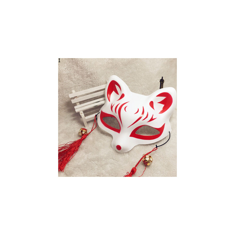 Japanese Anime Half Face Fox Mask Handpainted Kitsune Halloween Gift Cosplay-image-OPC-PGDKJ68-NEW