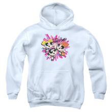 Trevco Sportswear CN707-YFTH-2 Powerpuff Girls Team Awesome Youth Hooded Sweatshirt, White - Medium