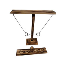 (Black) Hook Handmade Ring Toss Manual Combat Game Wooden Party Toys Interactive Friends