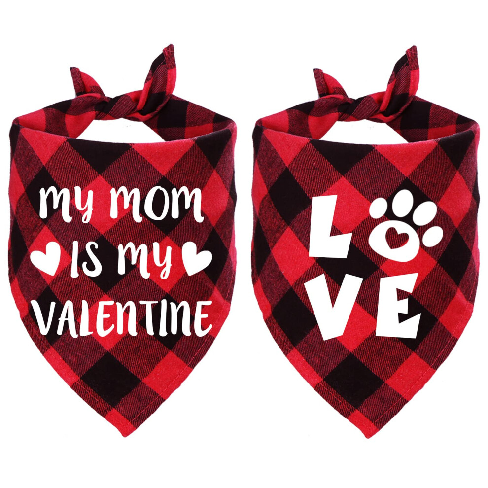 Stmk 2Er-Pack Valentinstags-Hundehalst Cher, Valentinstags-Halstuch F R Hunde Und Haustiere (Rot, My Mom Is My Valentine & Love )-image