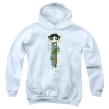 Trevco Sportswear CN709-YFTH-4 Powerpuff Girls Buttercup Streak Youth Hooded Sweatshirt, White - Extra Large