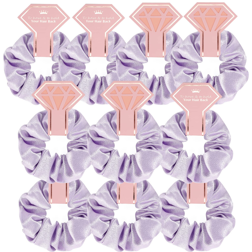 Eolucc Purple 10 Pack Scrunchies - Bridesmaid Proposal Gifts Elastics Hair Ties For Bachelorette Party Favors (To Have And To Hold Your Hair Back)