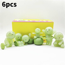 (6pcs Fitness ) Smiski Luminous Action Figure Cartoon Elf Model Toy Pvc Display Gift Decoration