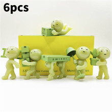 (6pcs Worker) Smiski Luminous Action Figure Cartoon Elf Model Toy Pvc Display Gift Decoration
