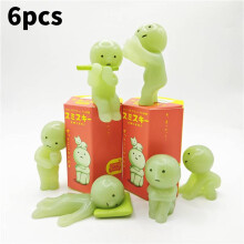 (6pcs Glow) Smiski Luminous Action Figure Cartoon Elf Model Toy Pvc Display Gift Decoration