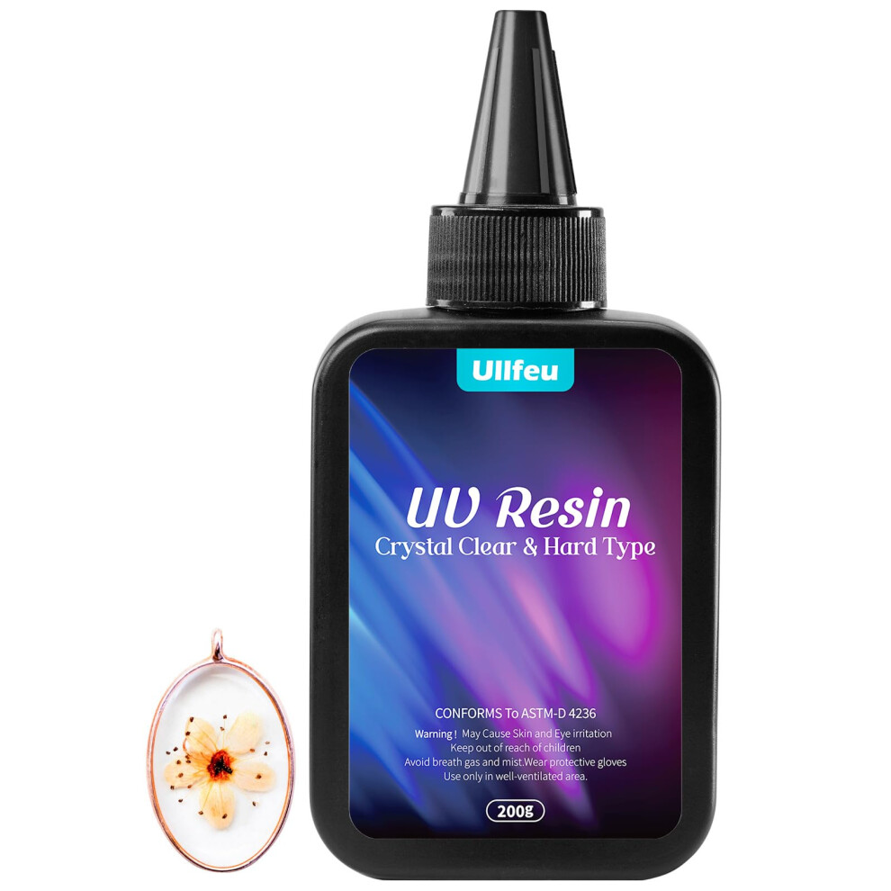 Ullfeu 200G Uv Resin Hard Type Upgraded Clear Uv Epoxy Resin No Odor Transparent Resina Uv Non-Yellowing Uv Fast Cure Resin Jewelry Making Diy Crafts