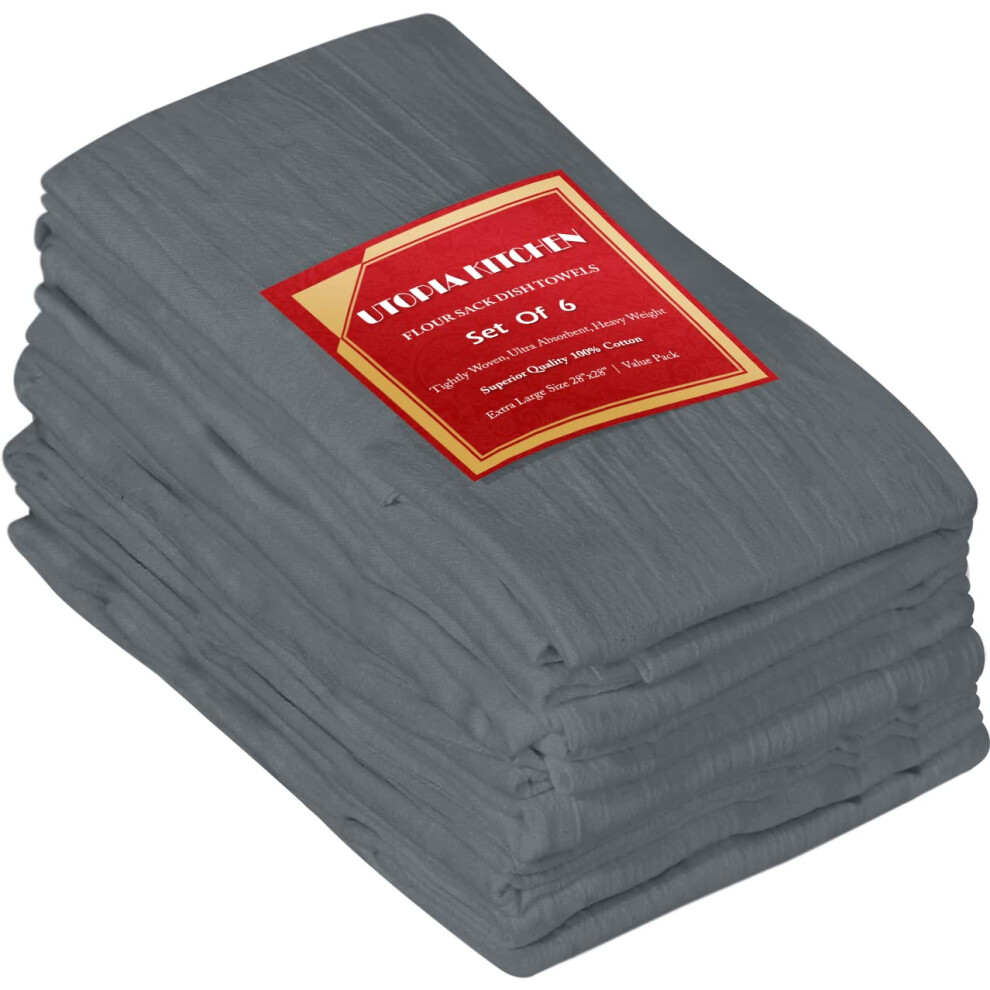 Utopia Keuken Grey Utopia Kitchen Light Flour Sack Towels [6 Pack - 28 X 28 Inch] 100% Cotton Tea Towels For Cleaning & Drying - Highly Absorbent Kitchen Dish Cloth