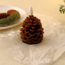 (Brown) Pinecone Flameless Christmas Pinecone Candle Light Decoration Interior Gift