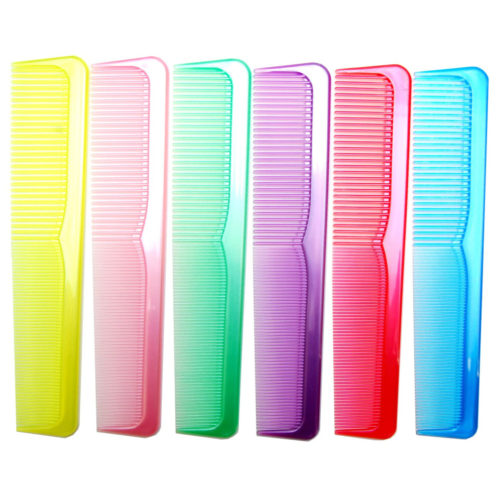 Luxxii Unisex Not,Specified - (6 Pack) 9 Inch Colorful Sturdy Essentials Coarse/Fine Dressing Dresser Comb Hair Combs (C)