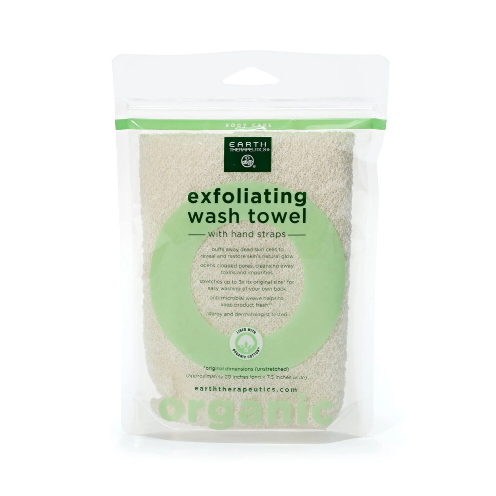 Maan Terapia Earth Therapeutics Organic Cotton Exfoliating Wash Towel With Straps